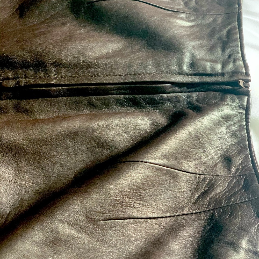LNR Genuine Leather Brown Skirt